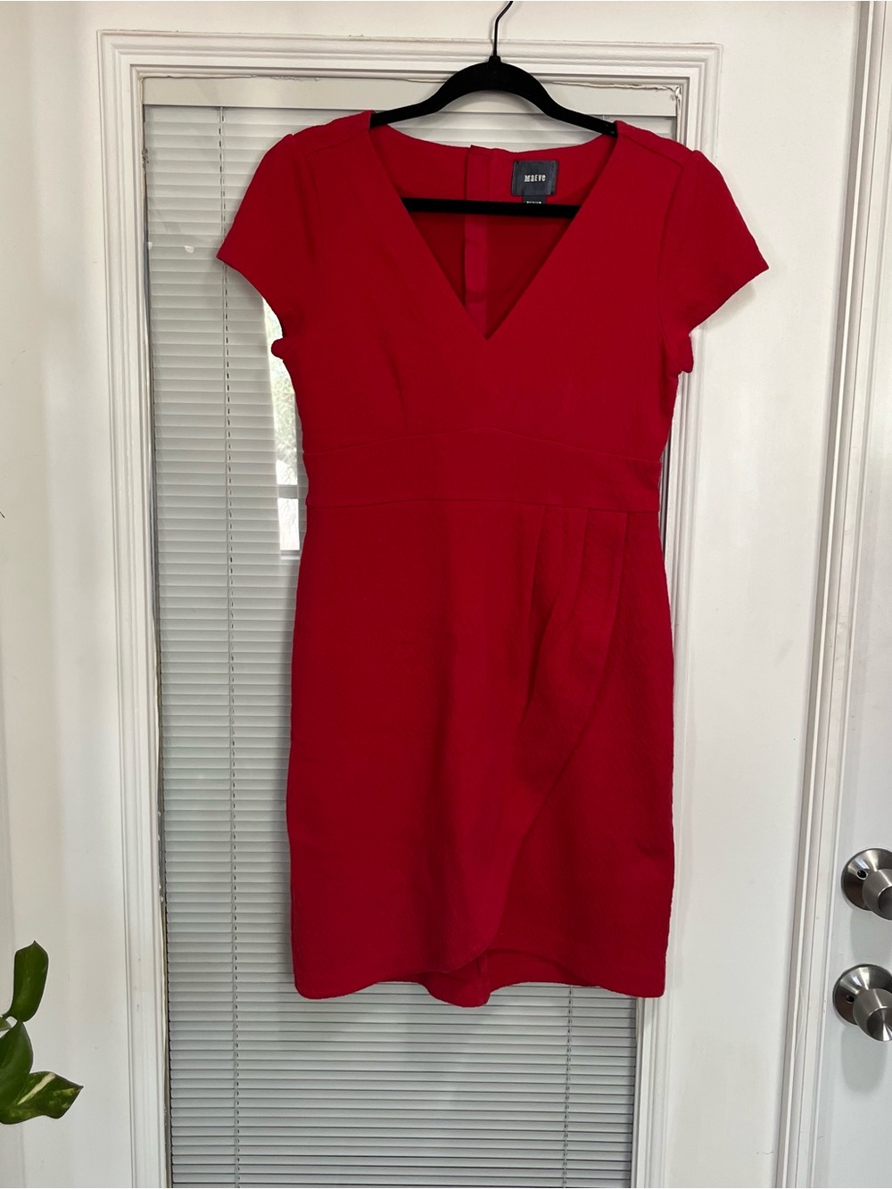 Anthropologie Maeve Red Cap-Sleeve Sheath Midi Dress
